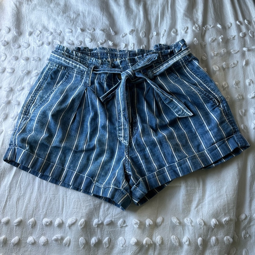 American Eagle Striped Paper Bag Shorts